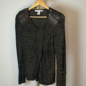 Jamison Women's Green Cardigan with Stud Accents